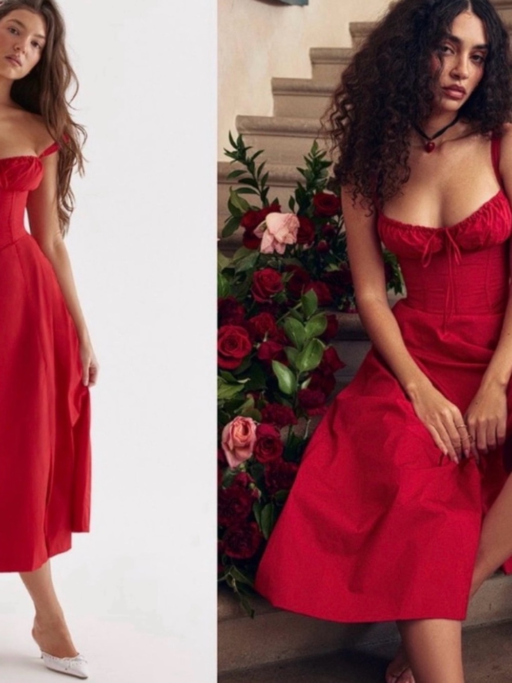 House of CB Red Corset Midi Dress